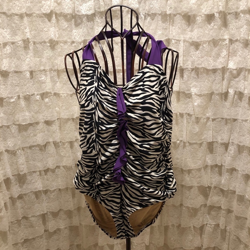 Torrid Size 2 One-Piece Bathing Suit Zebra Print